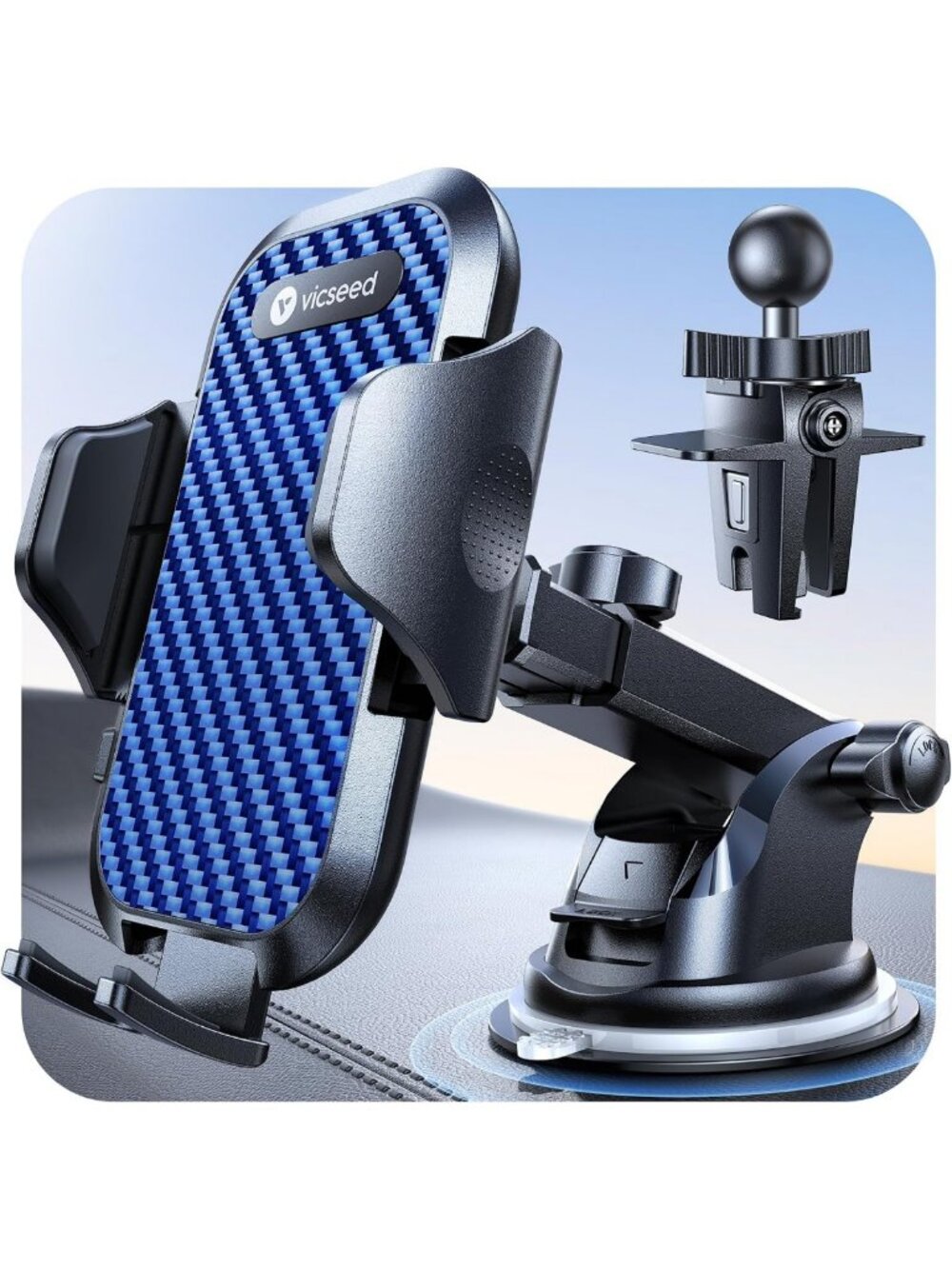 Upgraded Strong Suction Car Phone Holder - Sturdy, Secure, Universal Fit